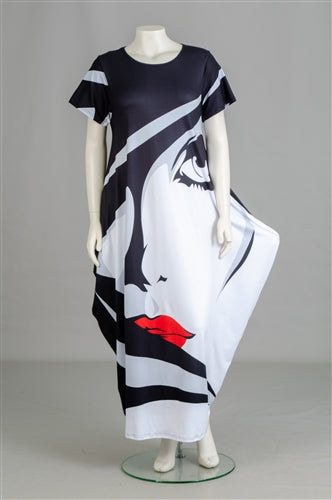 One Size Black/White Maxi Dress