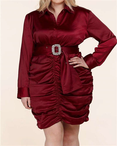 Belted Ruched Dress