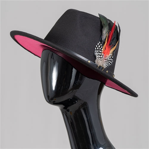Two-Toned Feather Fedora Hat